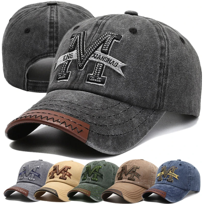 Hot Sale Unisex Baseball Cap M Letter Embroidery Dad Hat Women Men Outdoor Washed Cotton Cap