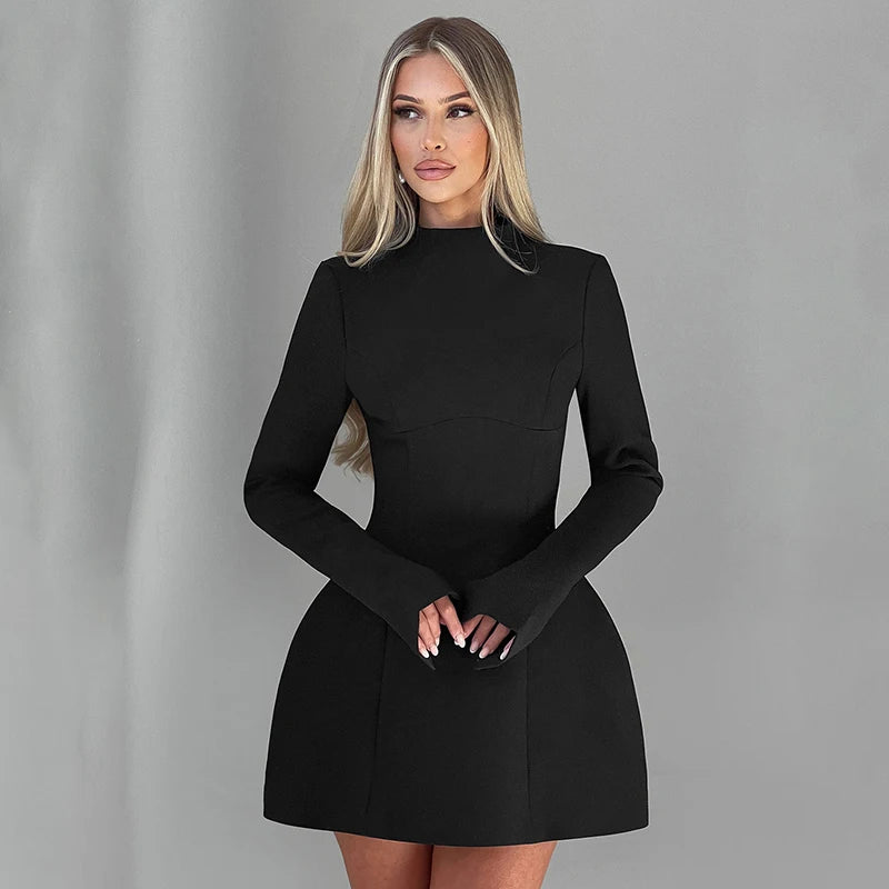 Backless Knit Dress Sculpted Seams — White | KIMLUD