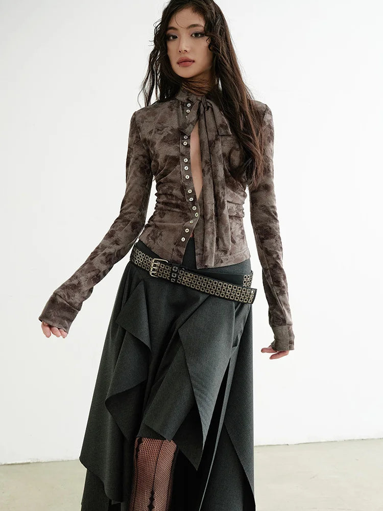 Skirt – High Waist – Cotton Polyester – Dark Gray | KIMLUD