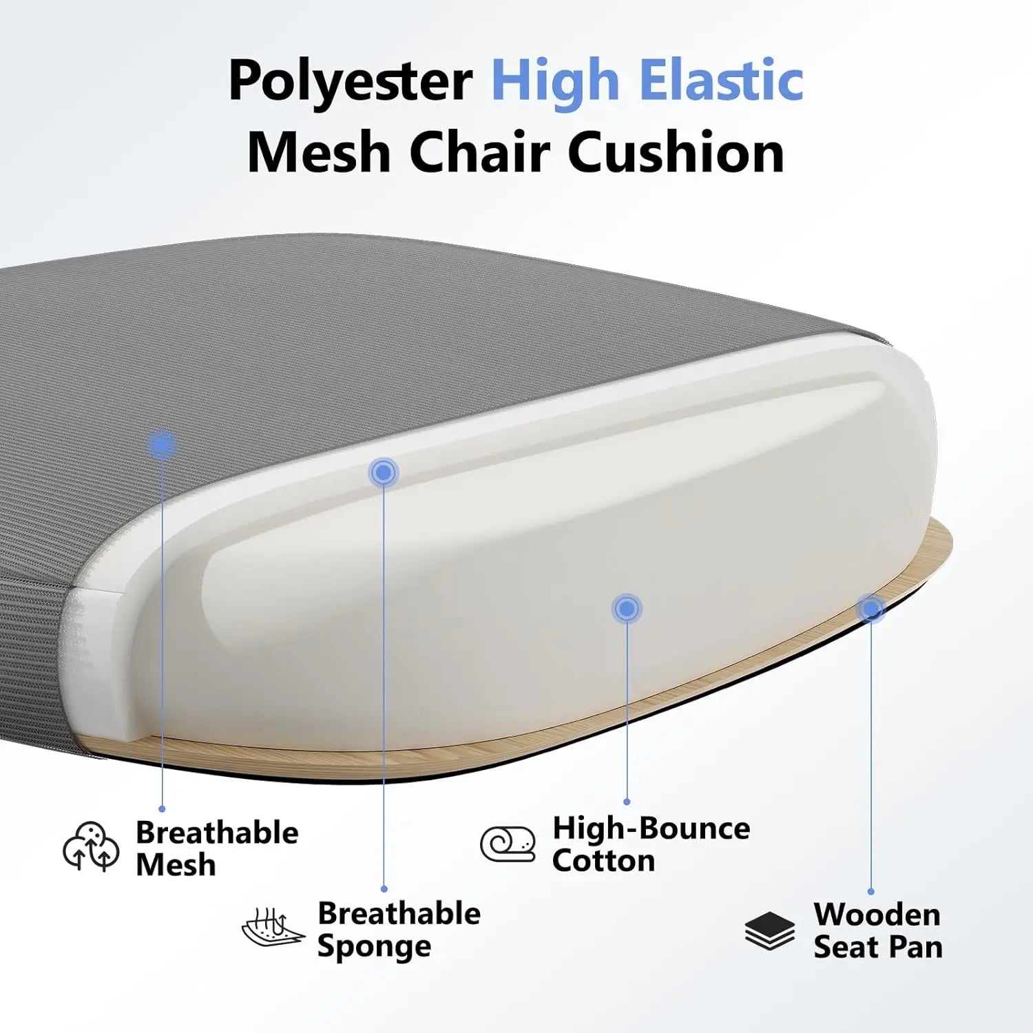 Mesh High Back Ergonomic Office Chair M903 With Wheels, Adjustable Lumbar Support — Ivory | KIMLUD