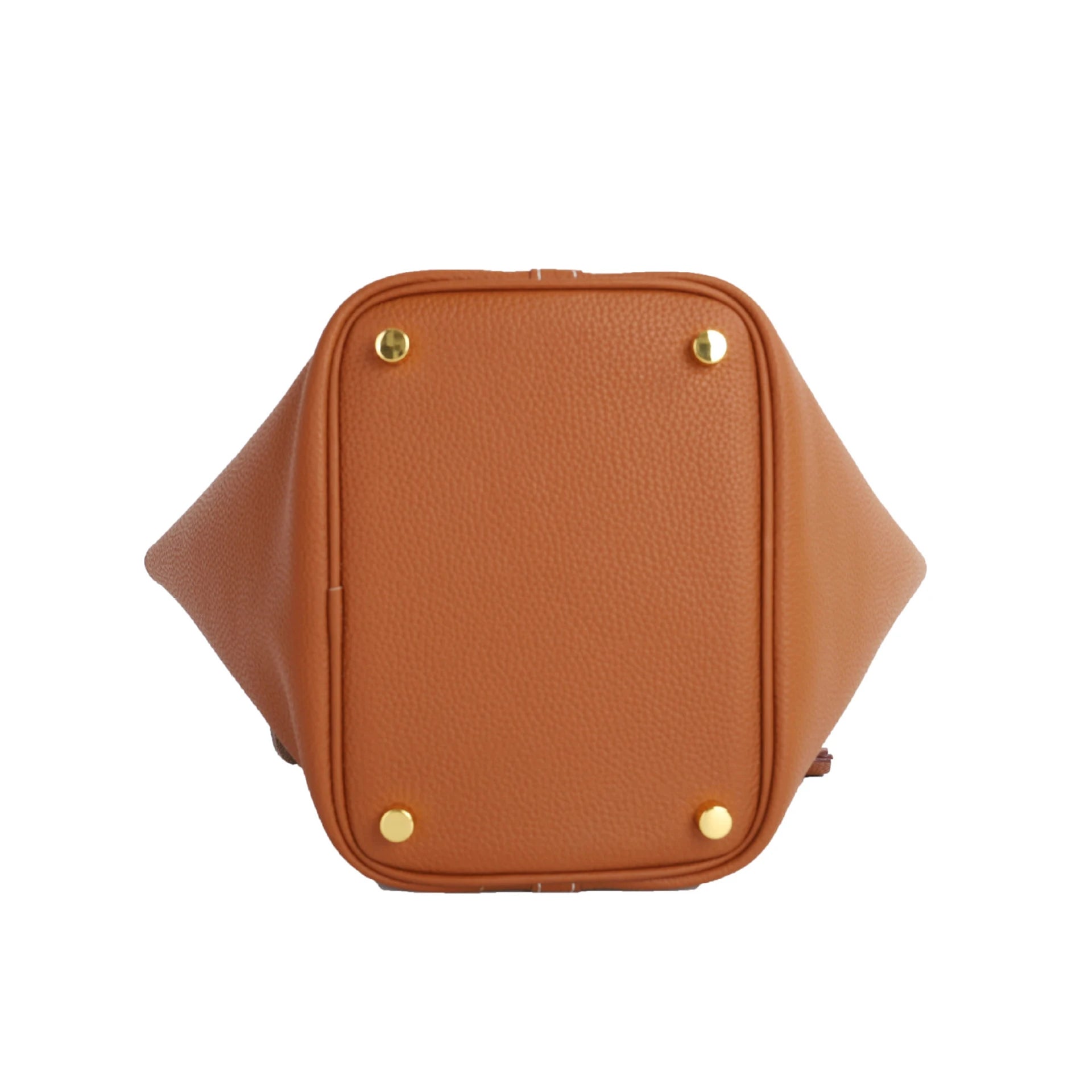Head Layer Cowhide Leather Bucket Bag Large Capacity — Taupe | KIMLUD