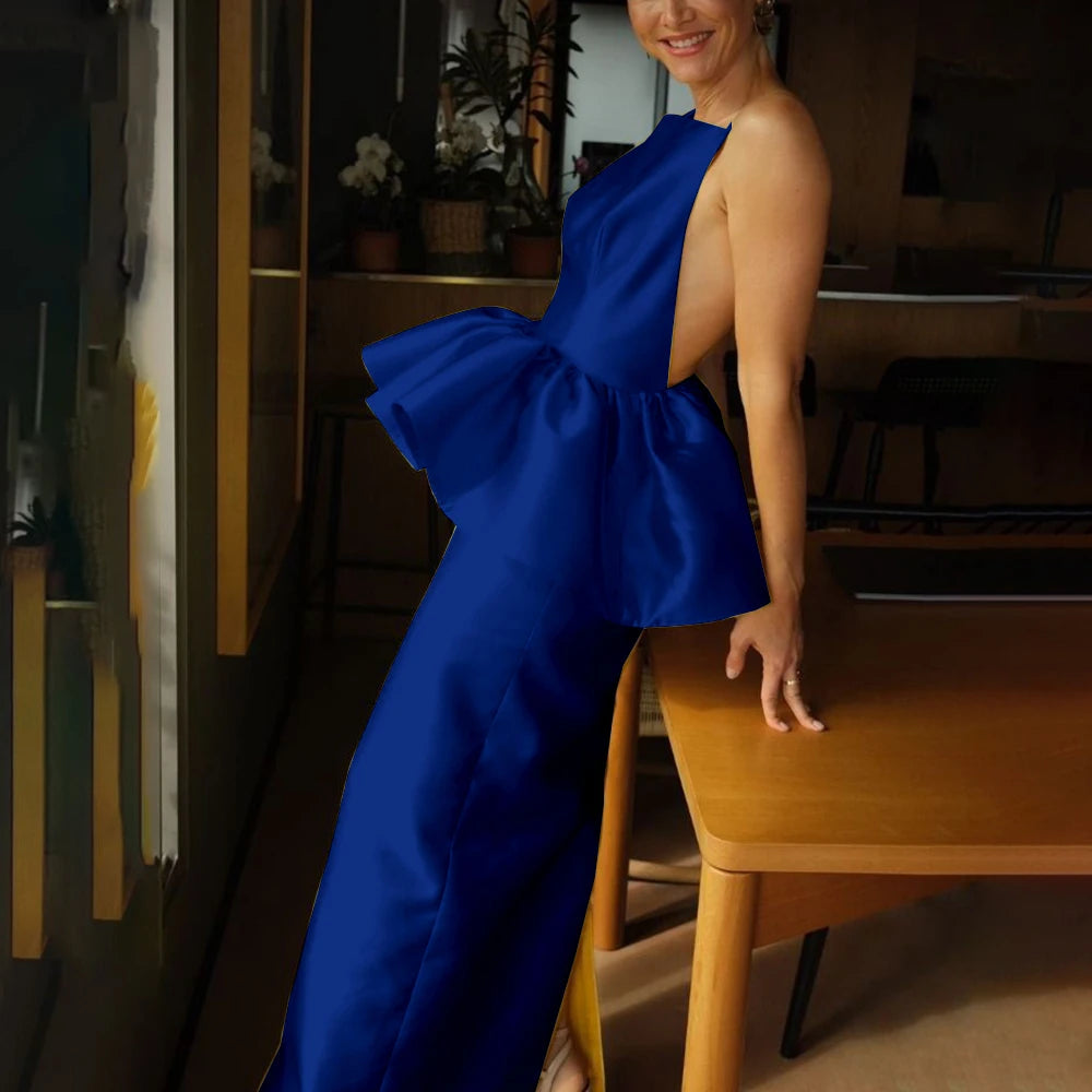 Evening Gown - Strapless Backless - Satin | KIMLUD