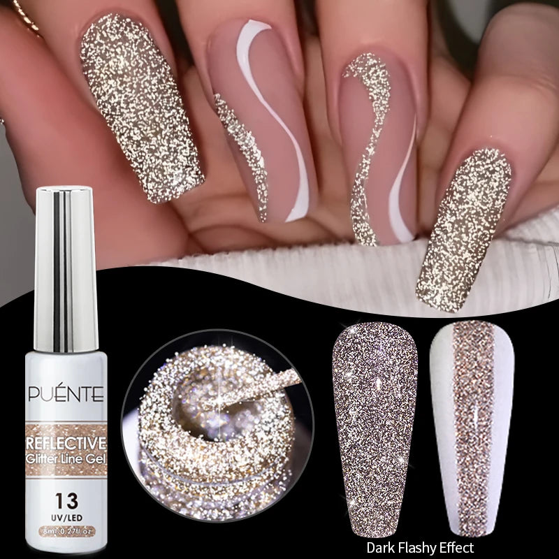 Reflective Glitter Gel Nail Polish Multidimensional Holographic Sparkle, UV-Curable Finish — Pink Lilac | KIMLUD