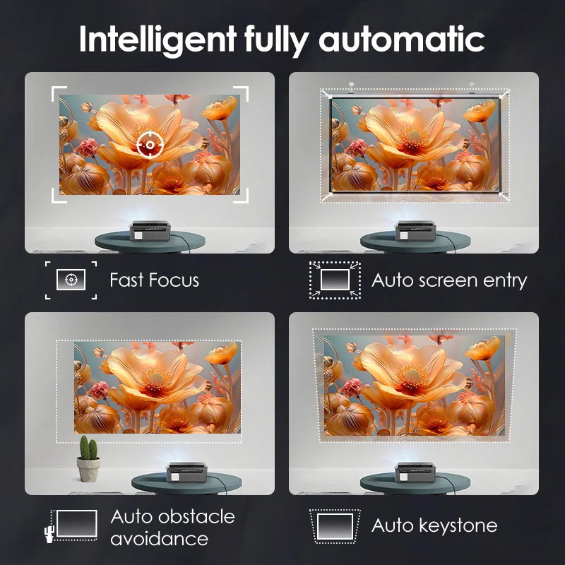 CAIWEI 4K Beam Projectors for Movie Auto Focus Correction Smart Android Wifi 1080P Full HD Home Theater Projector Global Version