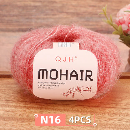 Mohair Yarn Set 4-Skein Bundle, 130m Each — Multicolor | KIMLUD