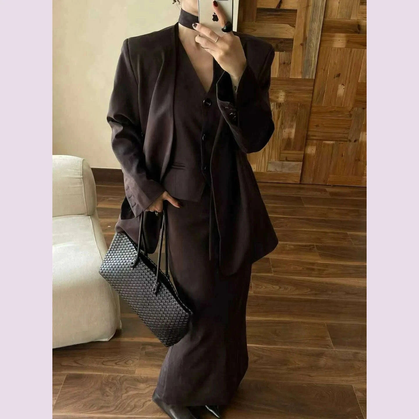 kwtx-2025-womens-3-pcs-suit-set-spring-fall-v-neck-blazer-single-breasted-vest-ribbon-tie-skirt-solid-color-elegant-retrokimlud-womens-fashion-34628581