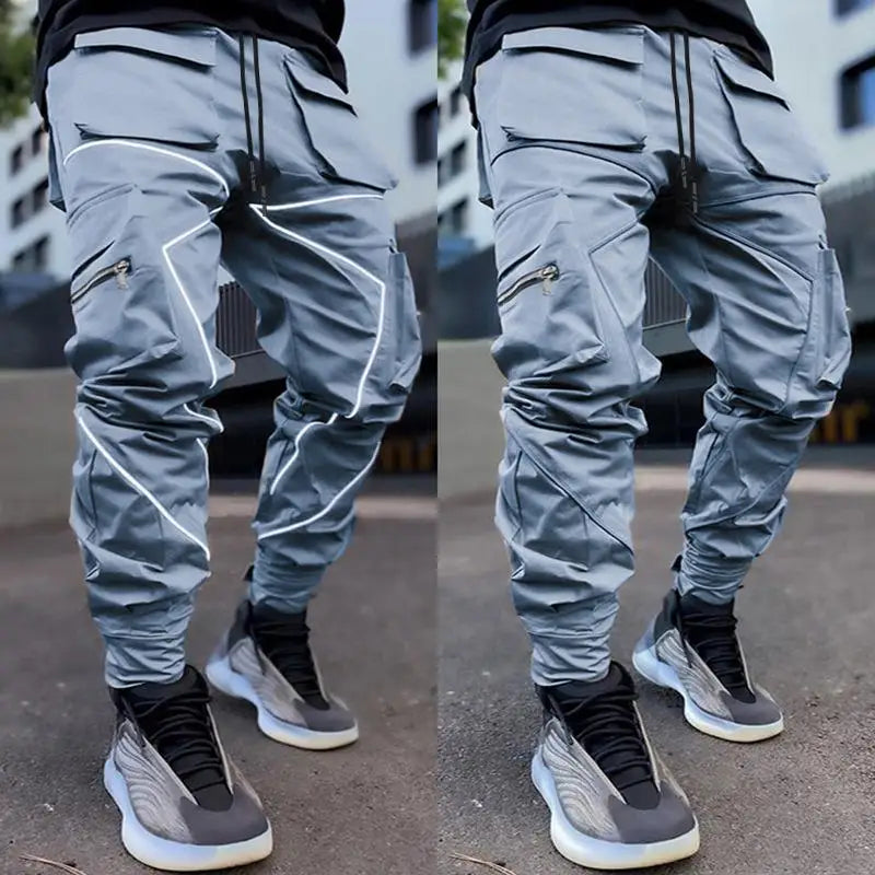 Patchwork Cargo Jogger Trousers Multi Pocket — Black And White Patchwork | KIMLUD