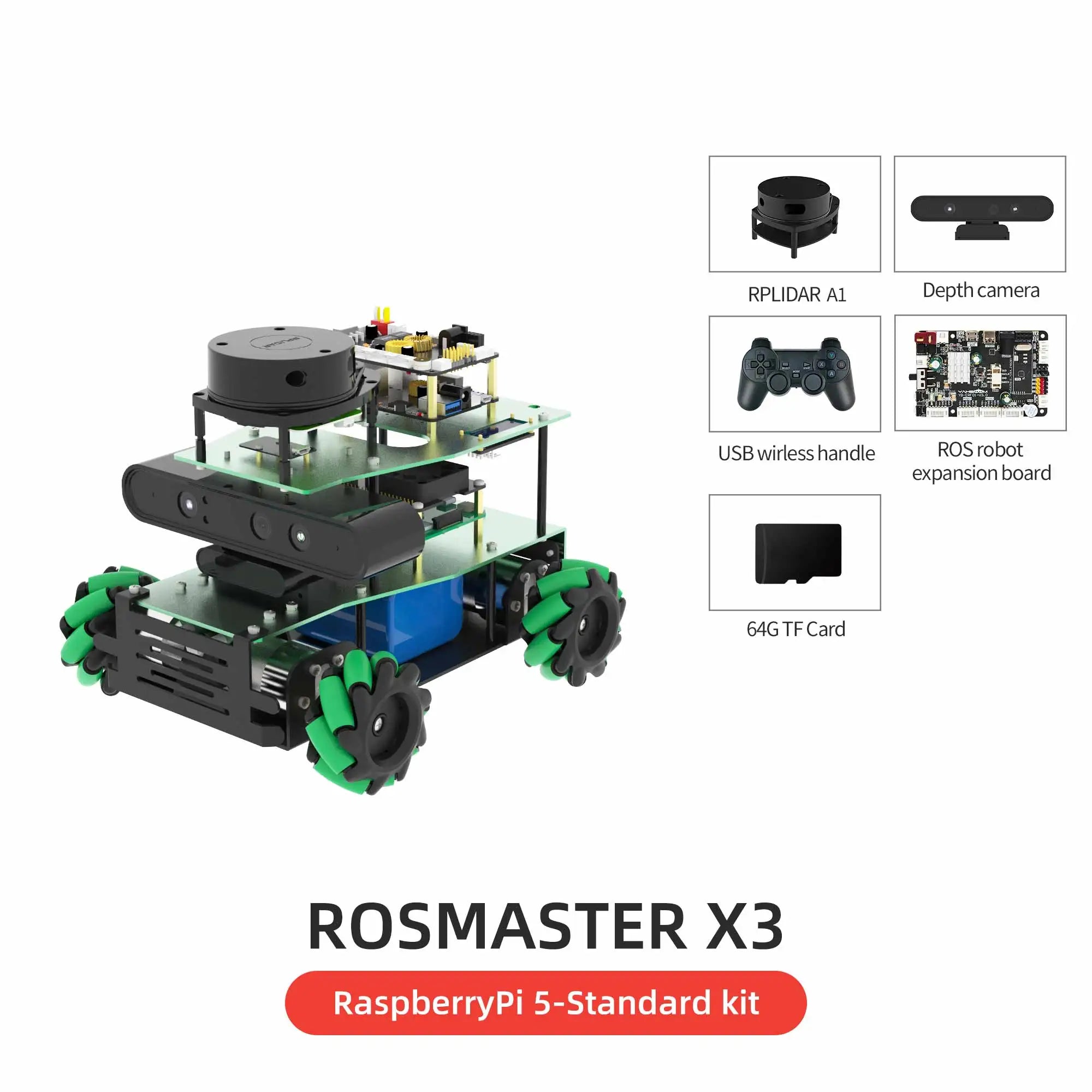 ROSMASTER X3 ROS2 Robot Aluminum Alloy Frame Autopilot Lidar Mapping for Jetson NANO Orin NX SUPER Orin NANO SUPER Raspberry Pi5