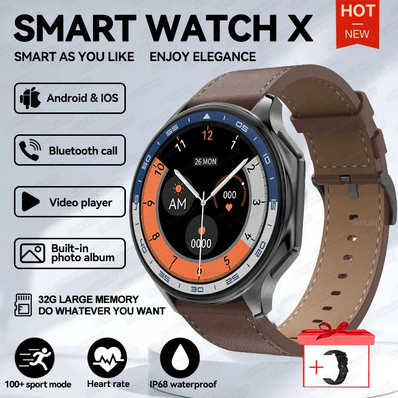 DT Watch X Smart Watch Men 466*466 AMOLED HD Screen 32gB Memory 3D Surround Vision Watch BT Call IP68 Waterproof Smartwatch Man