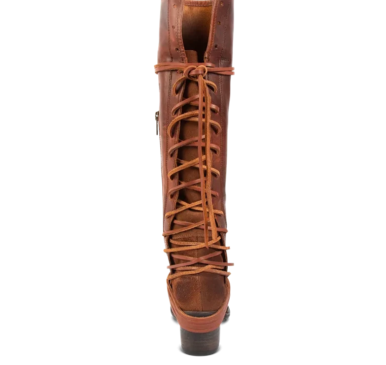 KIMLUD, Women's Cross Strap Red Brown Knee High Boots Luxury 2023 Leather Thick High Heel Zipper Pointed Toe Western Ladies Riding Boots, KIMLUD Womens Clothes