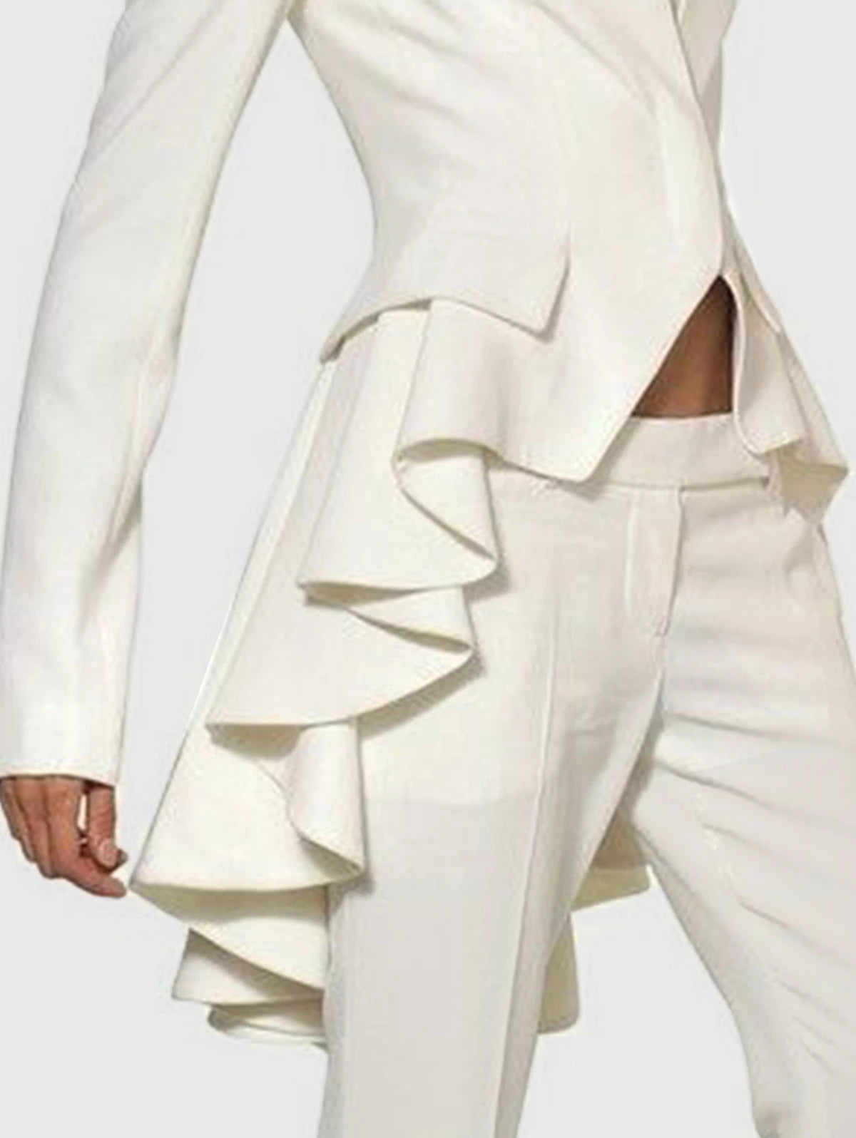 Chic Cotton-Polyester Solid Blazer — Black | KIMLUD