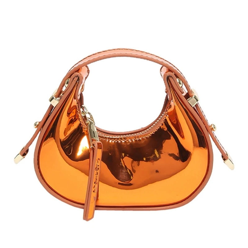 Lacquered PU Mini Bag With Sculpted Silhouette — Candy Pink | KIMLUD