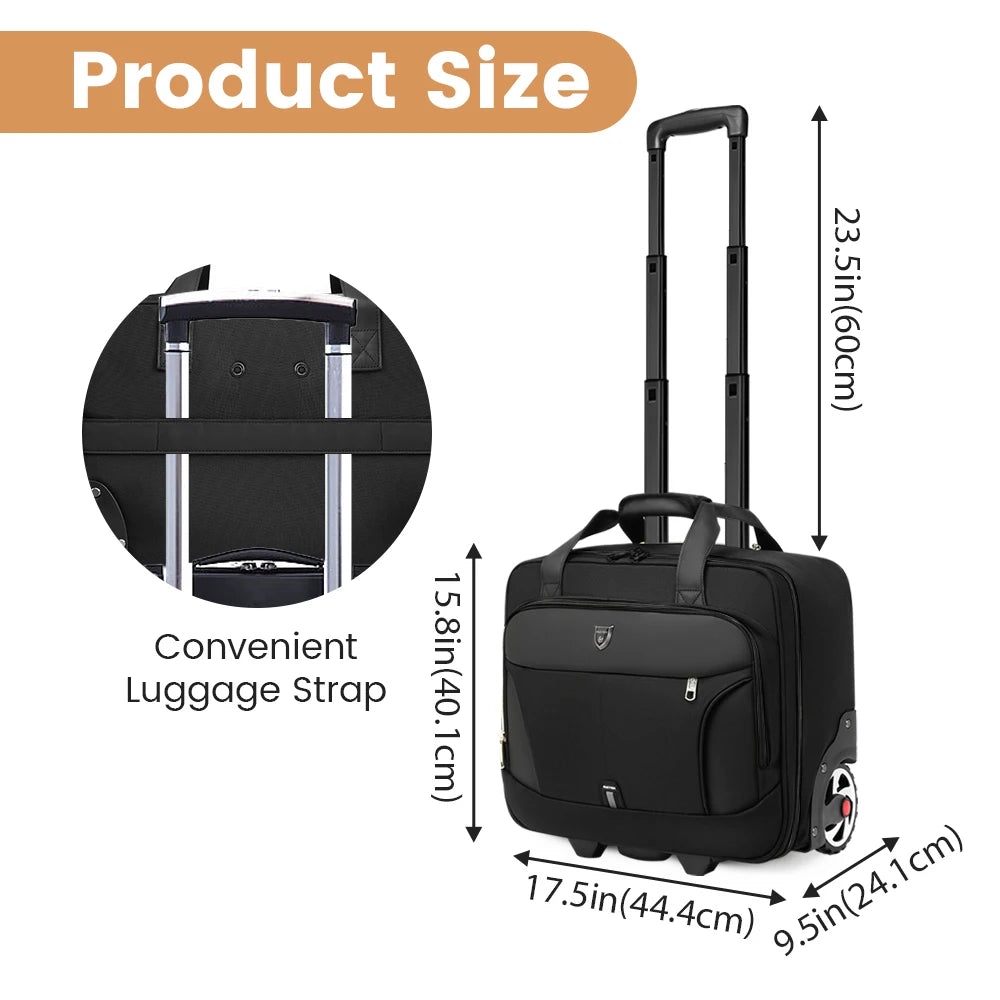 18 Inch Rolling Briefcase Large Capacity Laptop Case Briefcase Wheeled Luggage Bag Suitable For Business Travel Work Waterproof