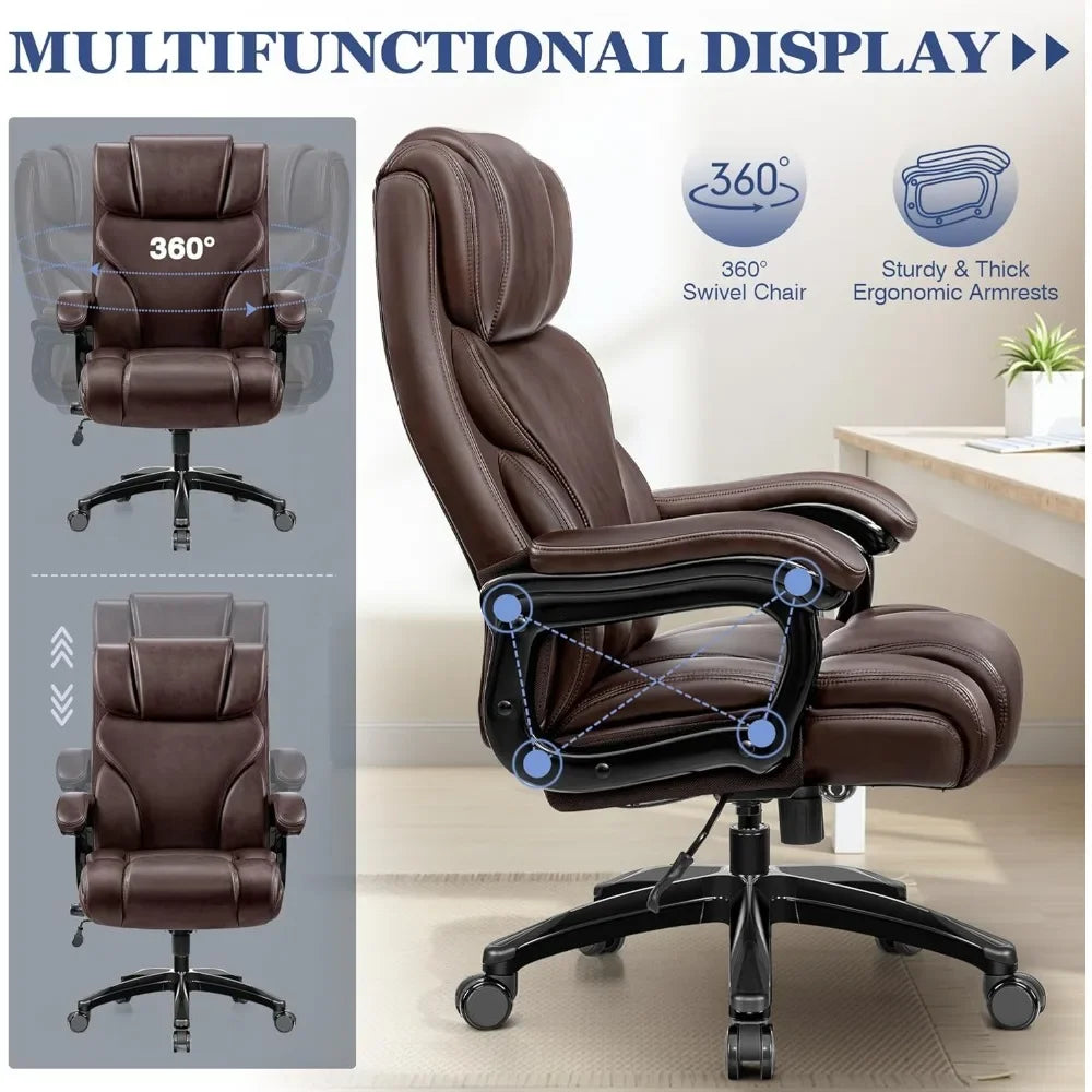 Ergonomic Office Chair 500lbs Capacity With Adjustable Lumbar — Espresso Brown | KIMLUD