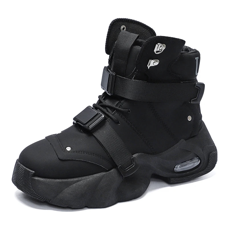 Motorcycle Boots - Lace-Up Ankle Boot - Genuine Leather Lining | KIMLUD