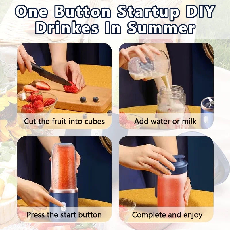 Portable Blenders 6Blade Fruit Juicer Machine Multifunction Dual Cup Juicer USB Charging Household Orange Juicer Milkshake Mixer