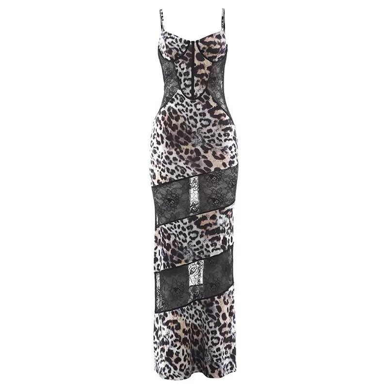 Mesh Maxi Top With High Collar Plant Print Open Split And Sheer Overlay — Black | KIMLUD
