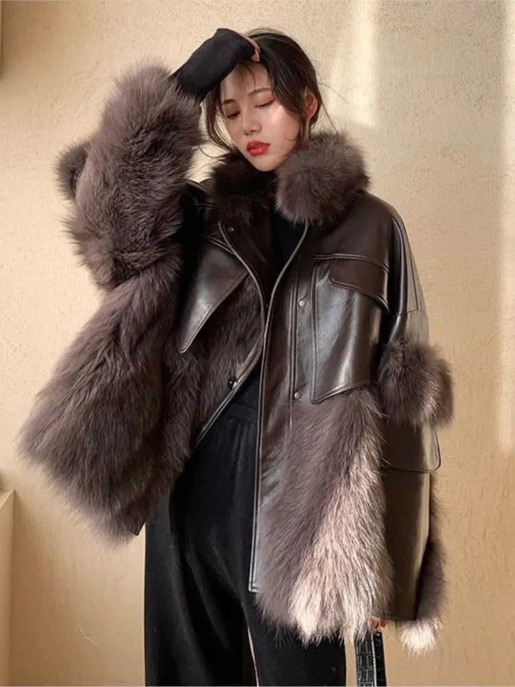 Fashion Warm Coat Fur Coat women's 2022 Winter New Korean Fashion Imitation Fox Fur Padded Coat