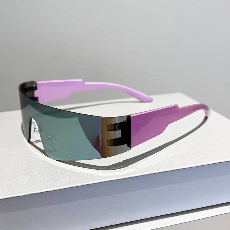 Rimless Small-Rectangle Sunglasses — Silver Mirror | KIMLUD