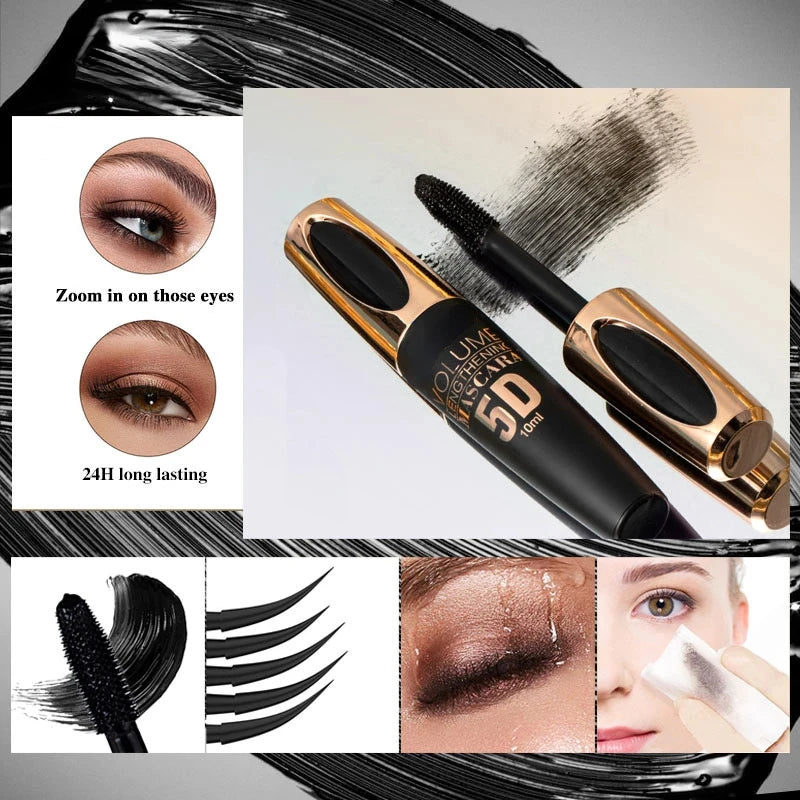 5D Mascara Makeup Waterproof Sweatproof Non-smudgy Slim Color Purple Blue White  Mascara Waterproof  Cosmetics