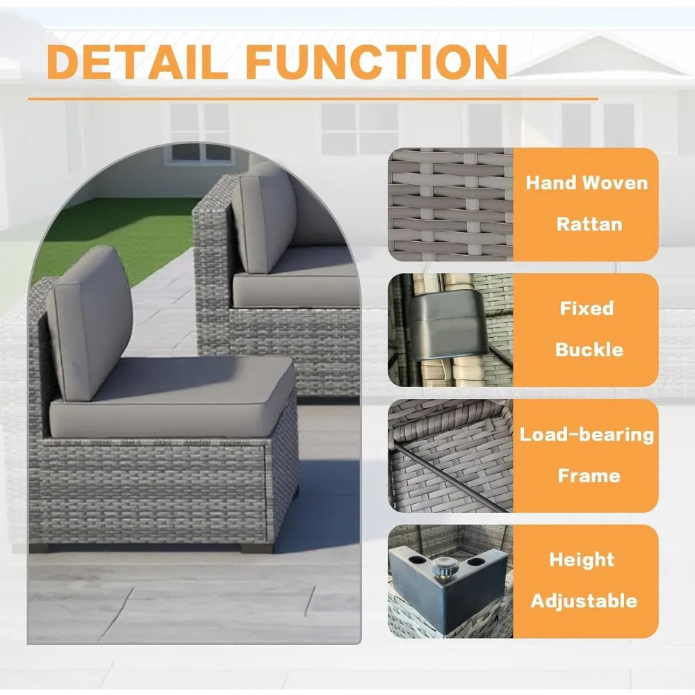 All-Weather Rattan Outdoor Sofa Set — Brown | KIMLUD