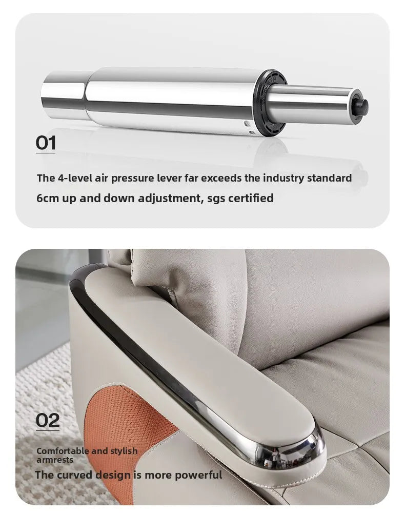 Genuine Leather Executive Office Chair Massage — Cream | KIMLUD