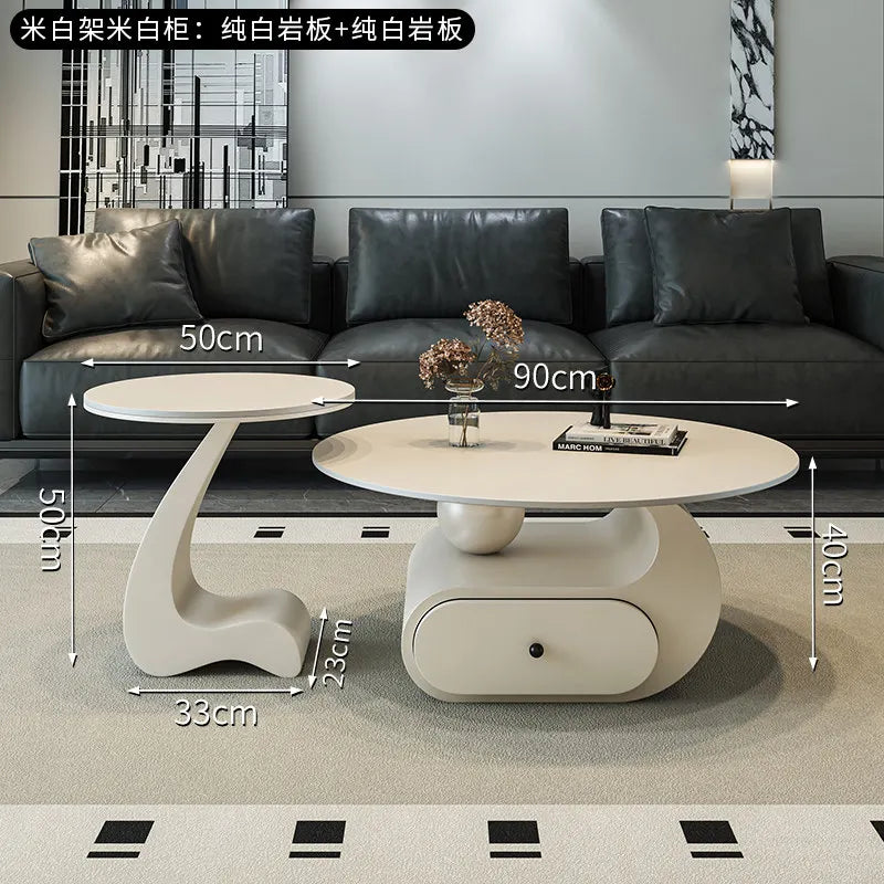 Italian Minimalist Coffee Table With Storage — Cream | KIMLUD