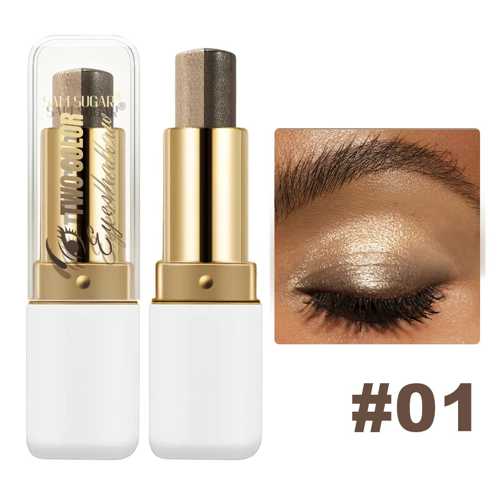 Double Color Eyeshadow Stick Glitter Highlight Shadow Stick Eye Makeup Waterproof Lasting Shimmer Metallic Eyeshadow Makeup
