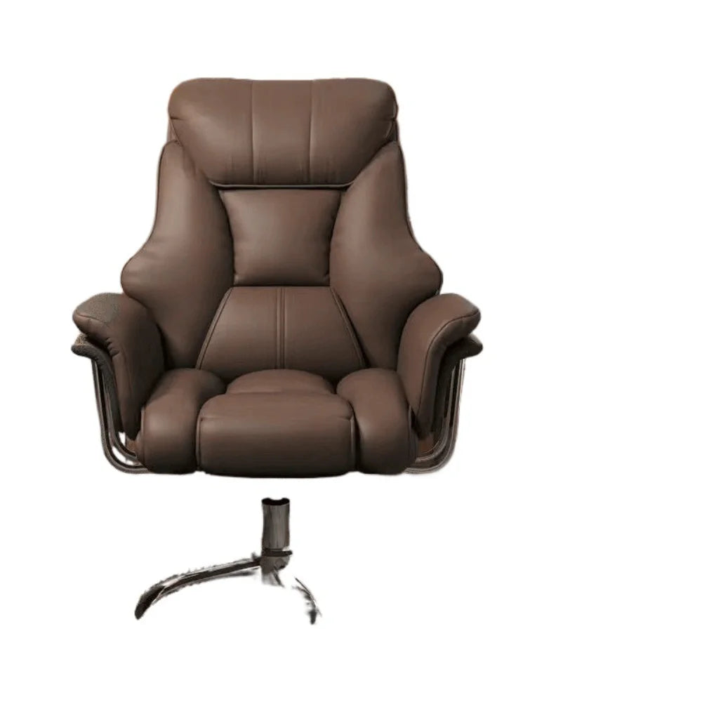 PU Leather Office Chair Reclining With Footrest — Espresso Brown | KIMLUD
