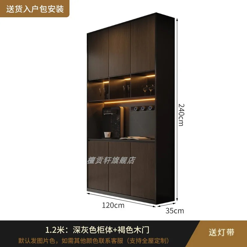 Minimalist Modern Storage Cabinet With Glass Panels — Espresso | KIMLUD