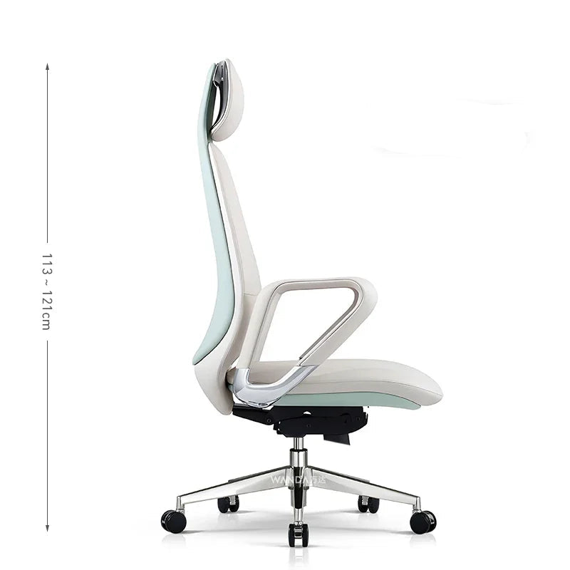 Elastic Leather Office Chair Ergonomic Modern — Blue | KIMLUD