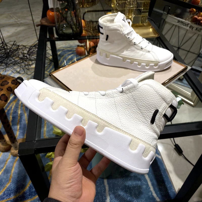 Ankle Boots – High-Top Sneaker Boots – Cowhide Leather | KIMLUD
