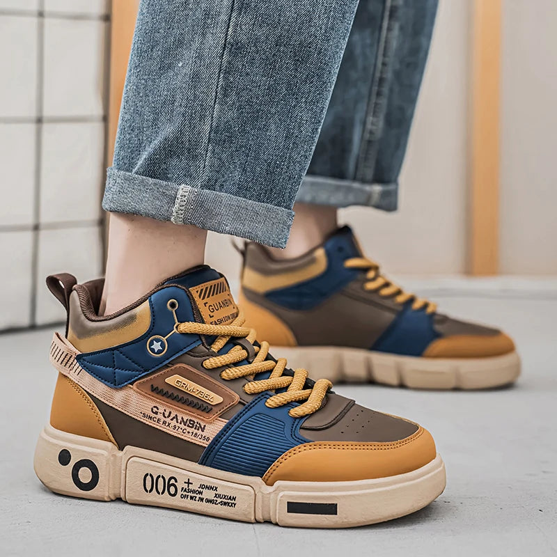 Sneakers Men Casual High Top Board Shoes Vulcanized Shoes Male Walking Sport Shoes Outdoor Sneakers Male Soft Sole Walking Shoes