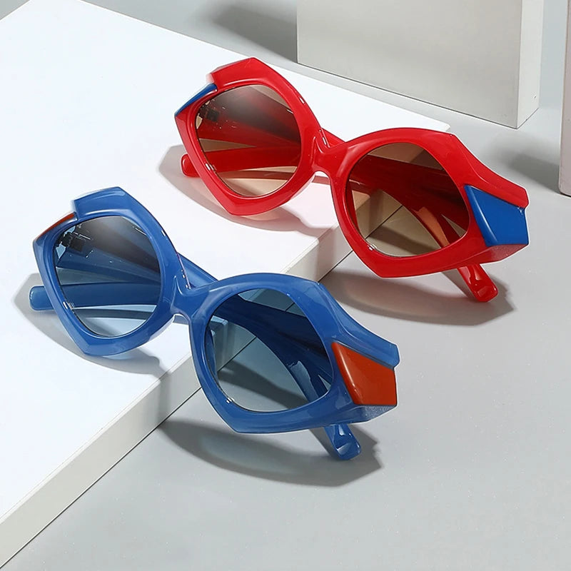 Y2K Oversized Irregular Rhombus Sunglasses — Black | KIMLUD