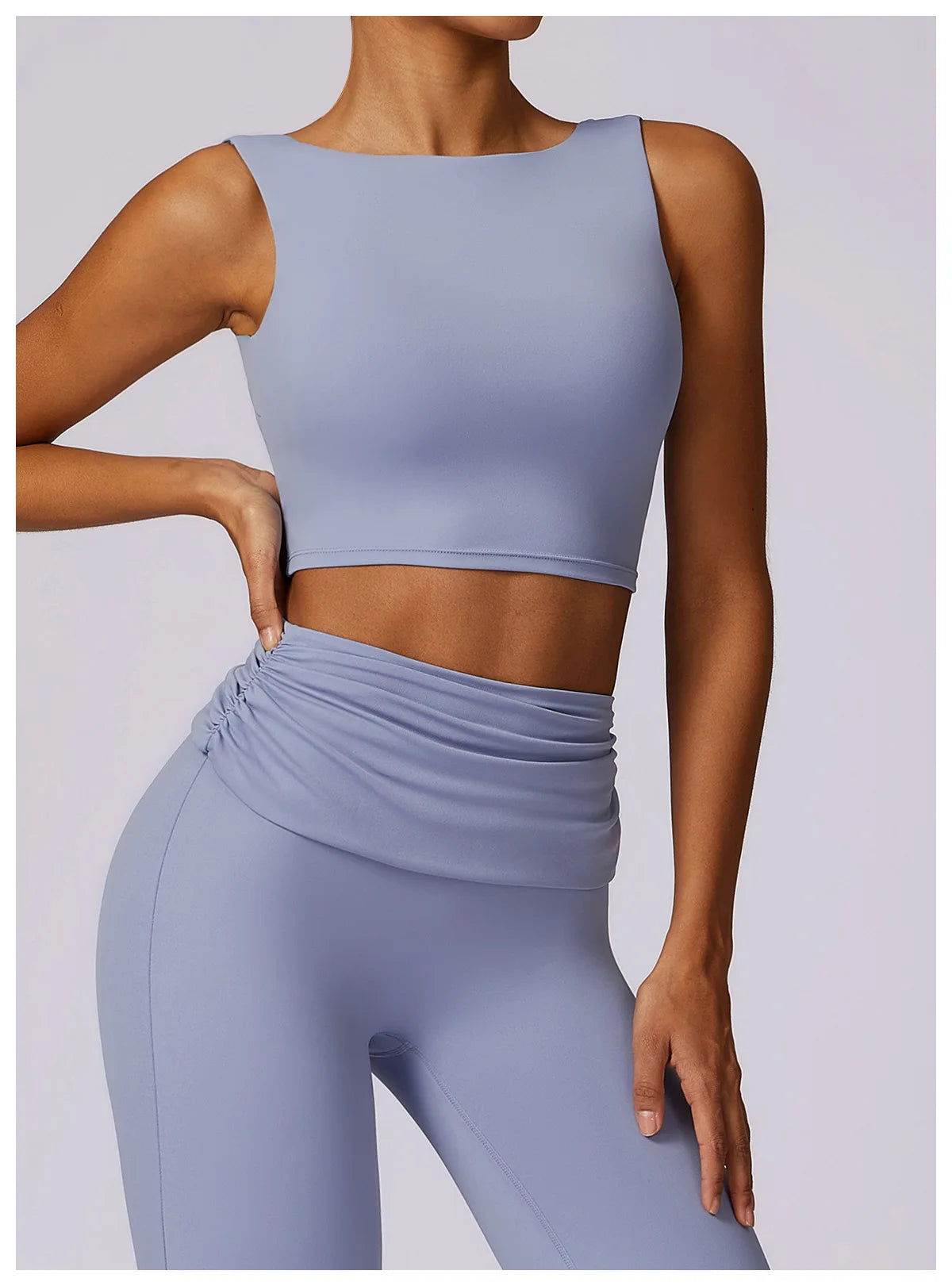 Nylon-Spandex Sports Bra Backless Push Up — Slate Blue | KIMLUD