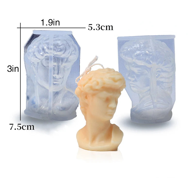 KIMLUD, Small David Silicone Candle Mold 3D Portrait Human Candle Making Soap Clay Plaster Resin Mould Home Craft Decorative Gifts, KIMLUD Womens Clothes
