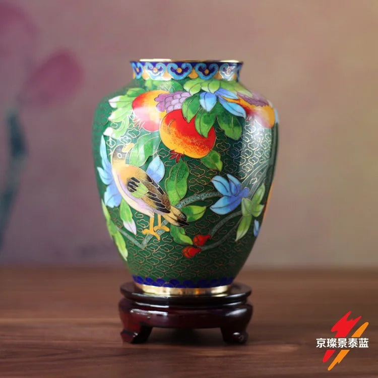 Handmade Cloisonn Flower Vase, Copper Body Wire Wound, Enamel Plant Vase, Desktop Decorative, Exquisite Workmanship, Room Decor