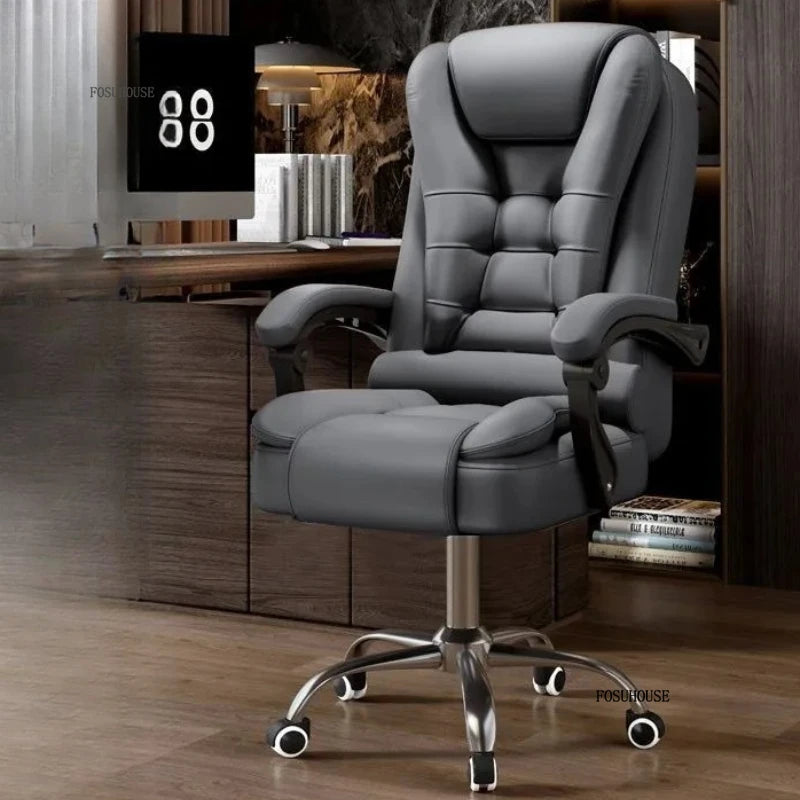 Office Chair – Ergonomic Reclining Backrest – Synthetic Leather | KIMLUD
