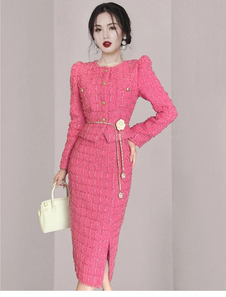 KIMLUD, Insozkdg 2024 New Trendy Skirt Suits Autumn Chic Style Two-Piece Set Elegant Charm Women Female Office Lady Girl High Quality, KIMLUD Womens Clothes