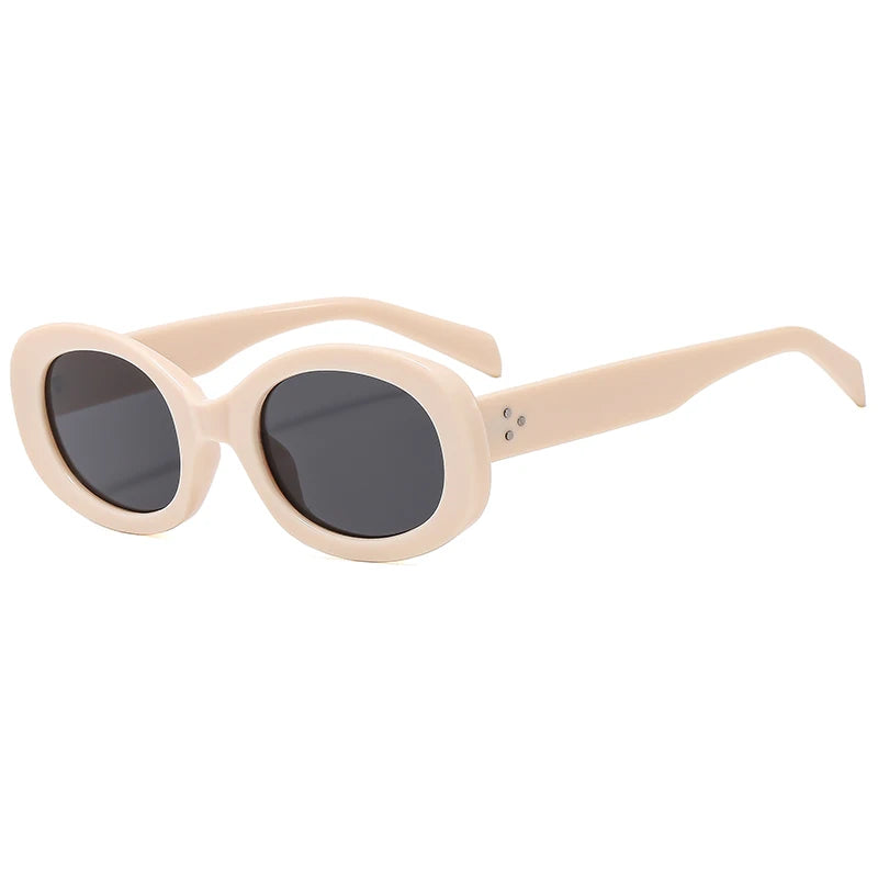 Oval Frame Sunglasses Plastic Retro Small — Black | KIMLUD