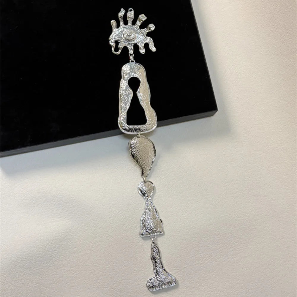 Metal Alloy Brooch Abstract Face Charm — Gold | KIMLUD
