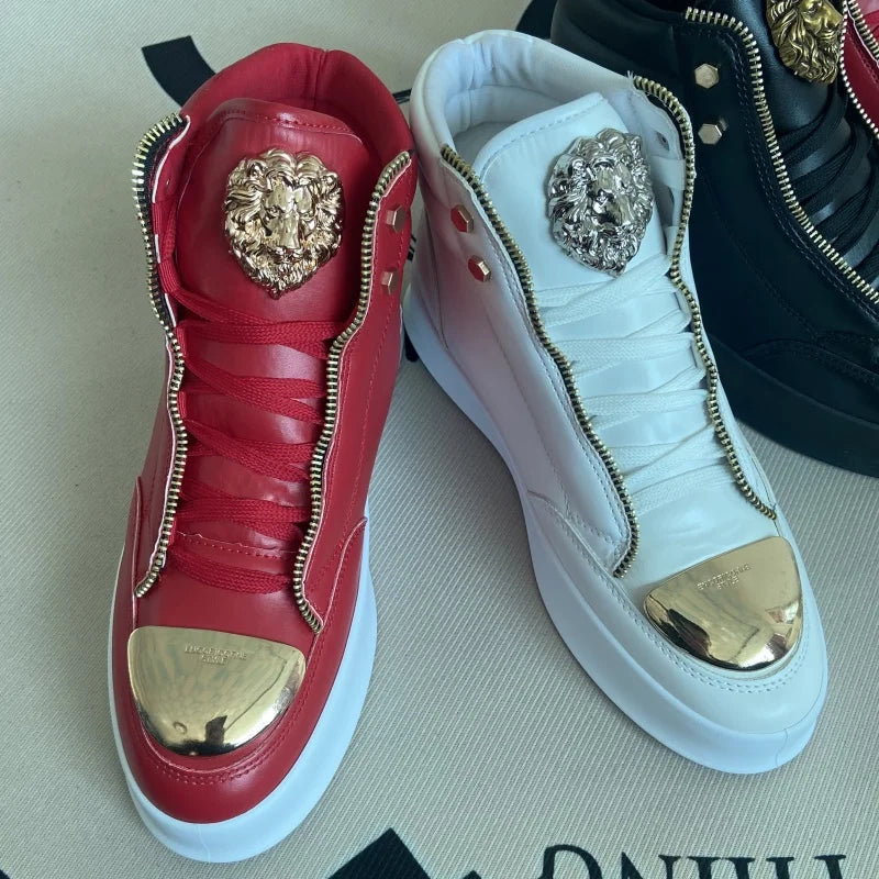 High-Top Zip-Decorated Sneaker With Breathable Mesh Lining — Black | KIMLUD