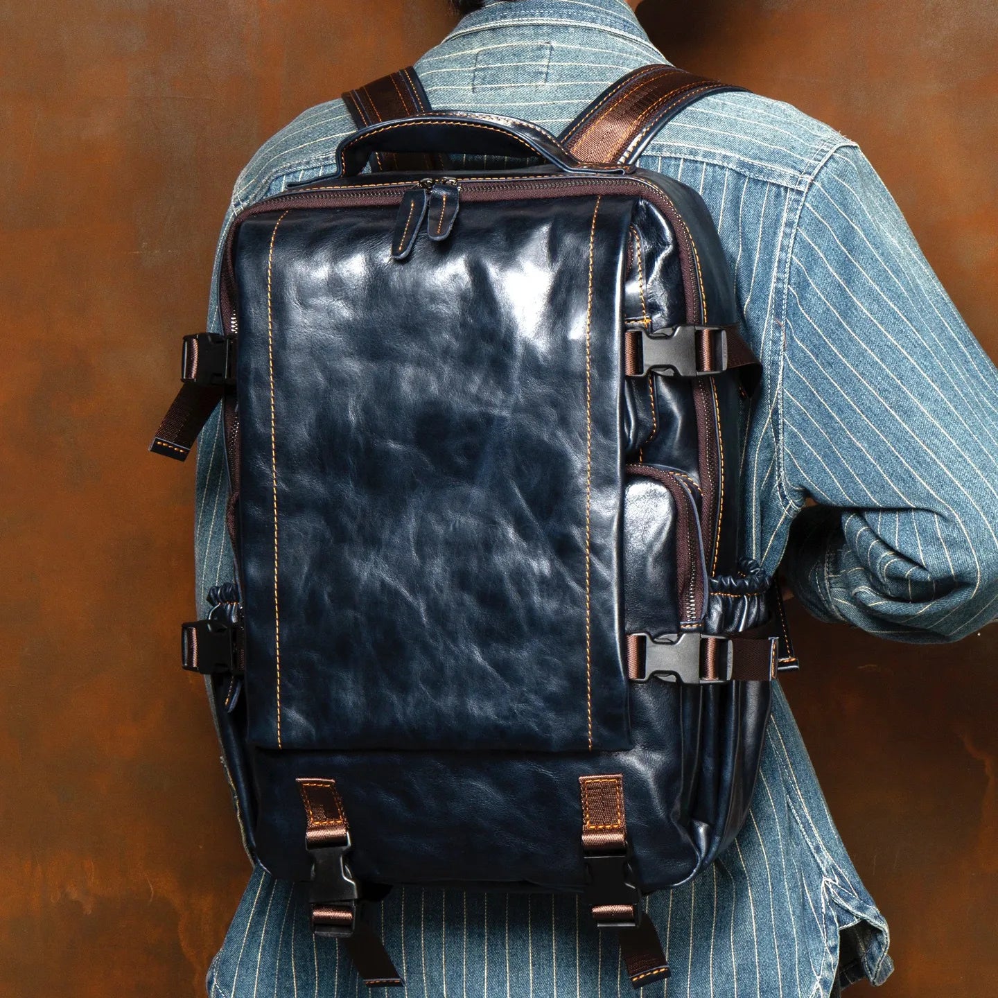 European Handcrafted Leather Backpack — Brown | KIMLUD