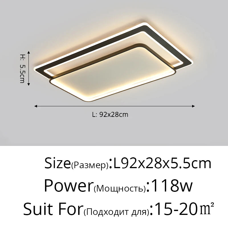KIMLUD, Bedroom Led Chandelier Light Black White Square Modern Ceiling Lamp Attic Living Room Dining Kitchen Interior Fixture, B5 Dimmable, KIMLUD APPAREL - Womens Clothes