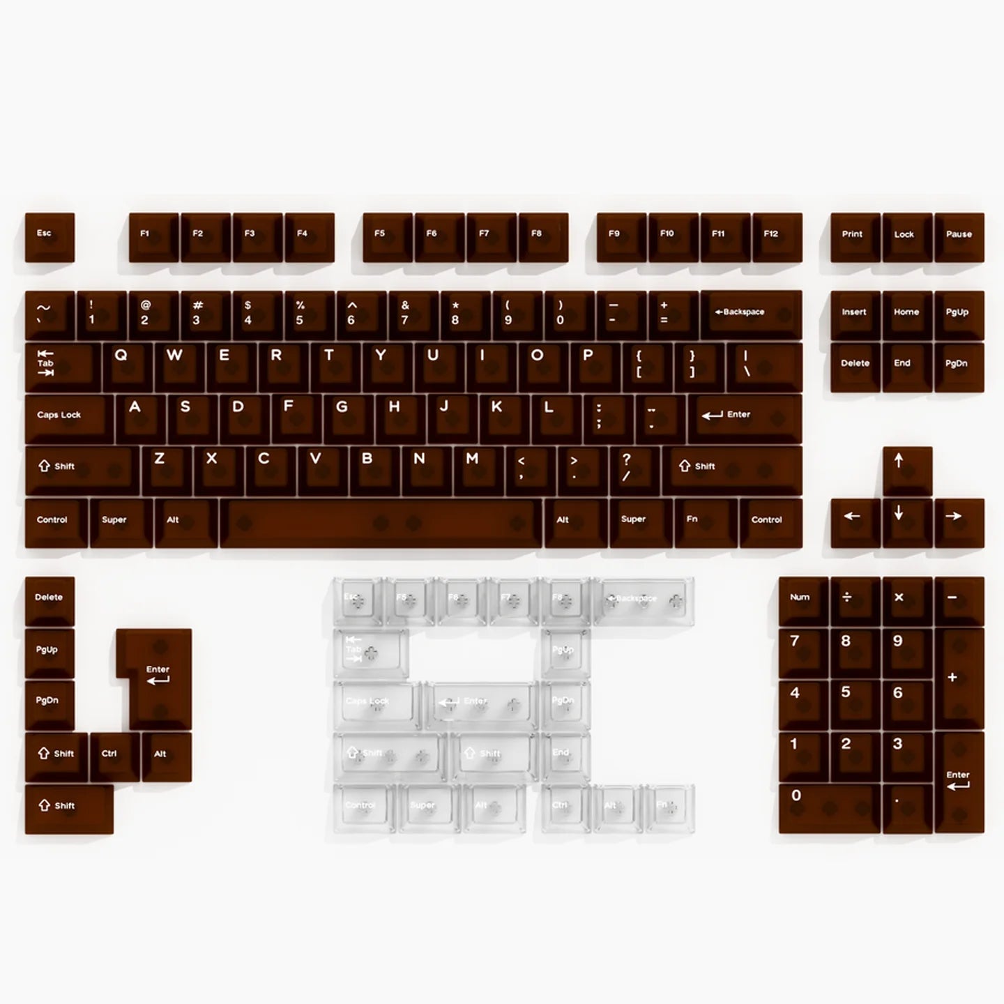 Multicolor Transparent PC Keycaps Cherry profile Shine Through Keycap Sets With Numberpad Key Cap for MX Mechanical Keyboard