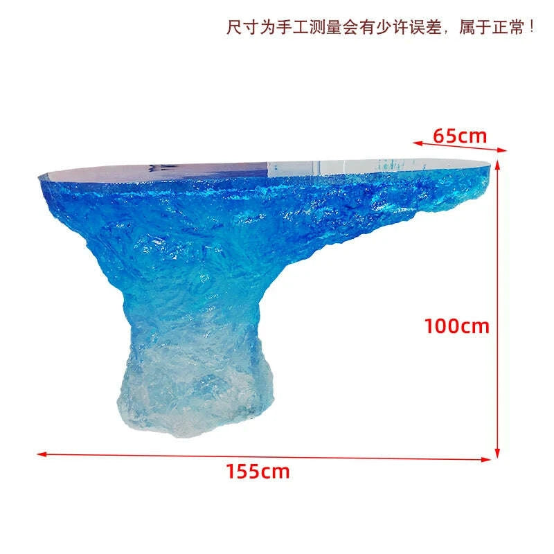 KIMLUD, Premium Light Luxury Transparent Resin Hotel Front Desk Restaurant Villa Kitchen Partition Luminous Crystal Glacier Island Table, KIMLUD Womens Clothes
