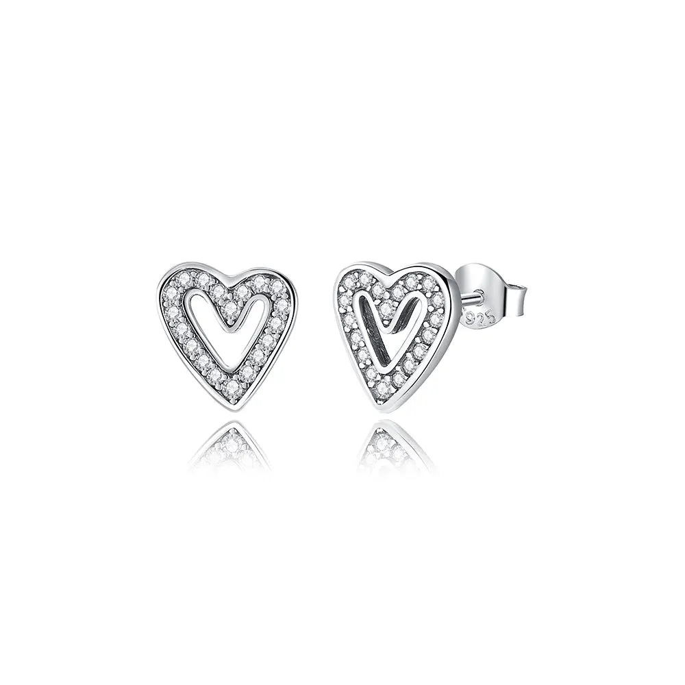 Sterling Silver Stud Hoop Earrings Crown Heart Bee — Rose Gold | KIMLUD