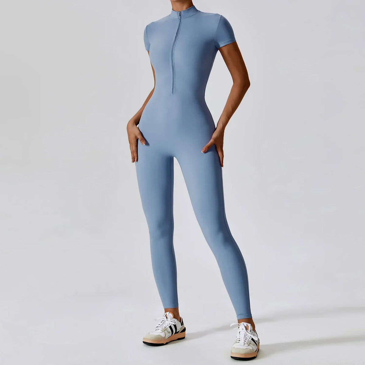 Yoga Jumpsuit – Seamless Zipper – Polyester Long Sleeve | KIMLUD