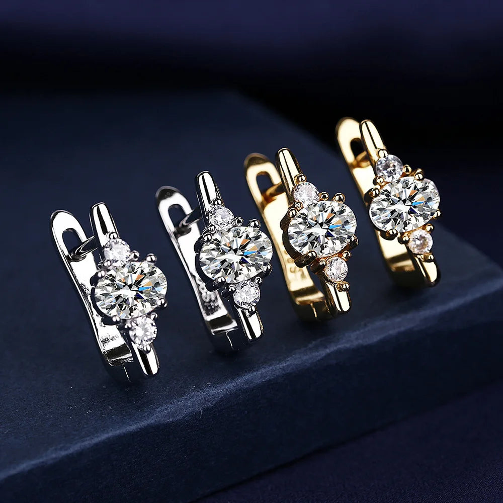 Silver-Toned Copper Oval Zircon Halo Stud Earrings — Sapphire Blue | KIMLUD