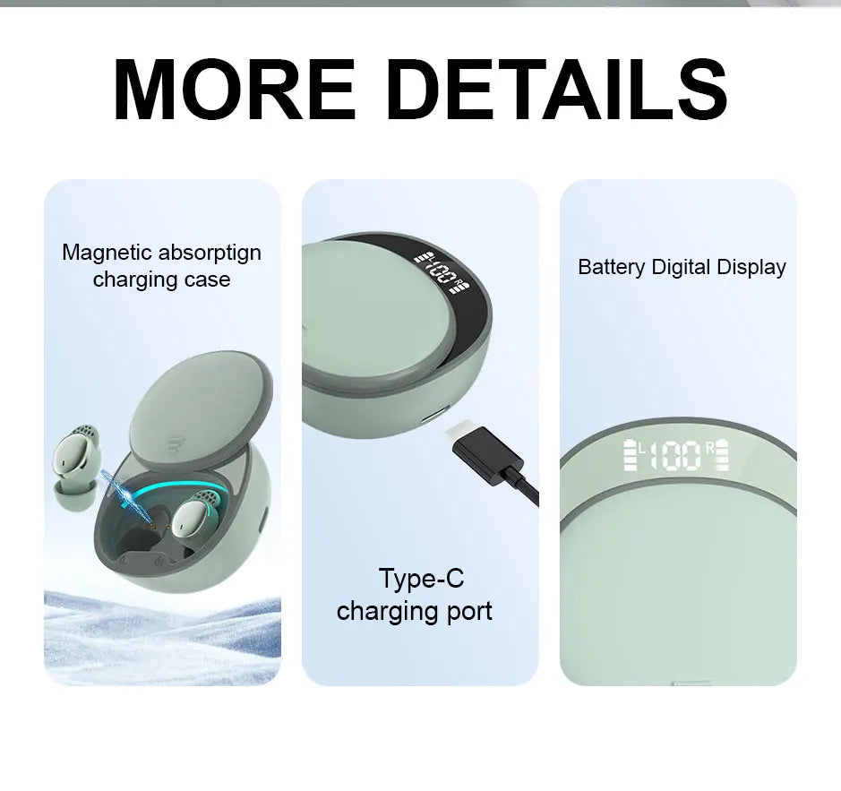 Satin-Matte ABS Earbuds Sleep-Optimized Noise-Blocking — Mint Green | KIMLUD